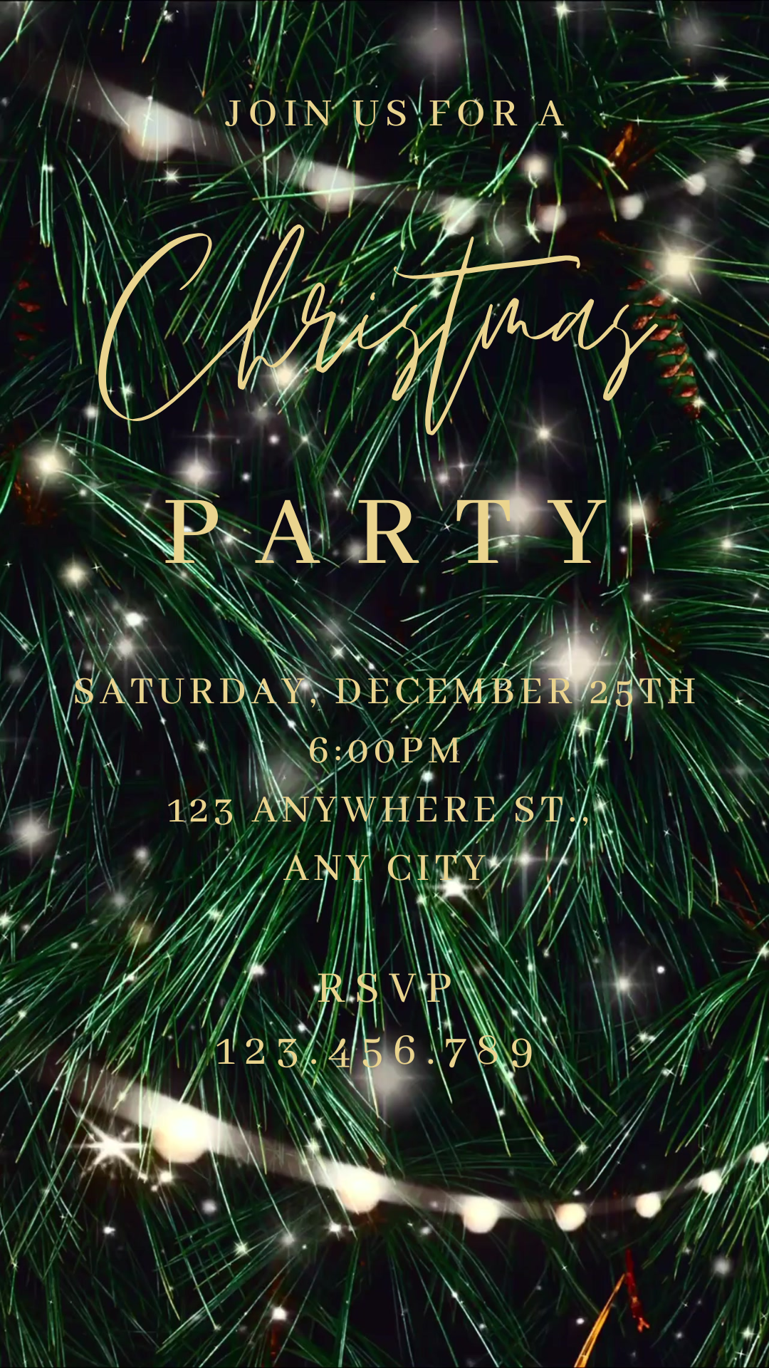Elegant Tree Christmas party video invitation with shimmering design
