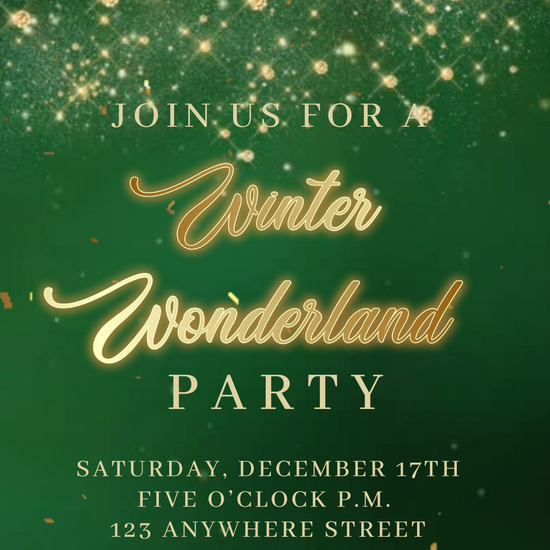 Emerald and Gold Christmas party video invitation with luxe design