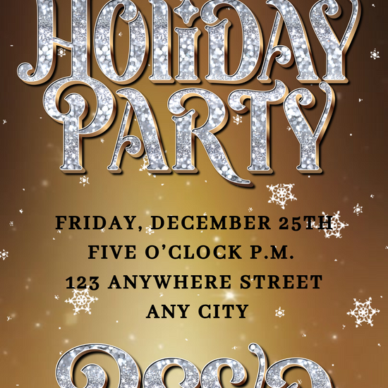 Gold Christmas holiday party video invitation with luxe design