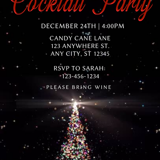 Cocktail Tree Christmas party video invitation with modern design