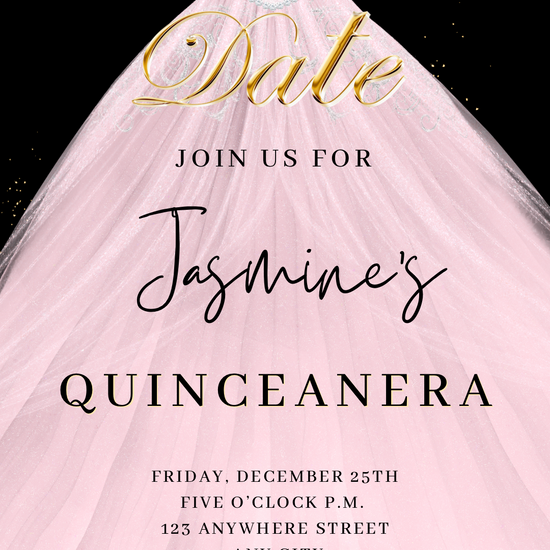 Pink Quinceanera Video Invite | Sweet 15 16 Quince RSVP Tracker | Editable Canva Evite Template