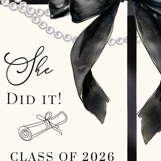This Class of 2026 graduation video invite with Cream and Black bow with Pearls - this editable video template animated announcement is perfect for celebrating your grads special celebration. This is a feminine cream and Black bow with Pearls minimalist elegance. Whether you need a digital invitation with photo, an instant download file, or a mobile-friendly animated template, this Canva editable invitation makes event planning seamless and stylish.