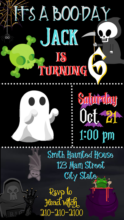 Halloween Video Invitation, Kids' Cute Ghosts Animated Invite, Editable Halloween Party Mobile Evite