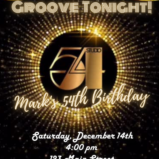 Disco 54 birthday party video invitation template