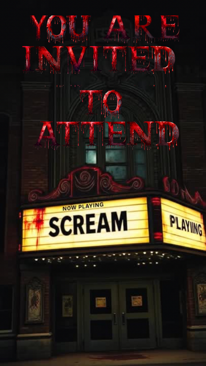 Horror Movie Theater Halloween Costume Party Video Invitation – Editable Canva Animated Invite