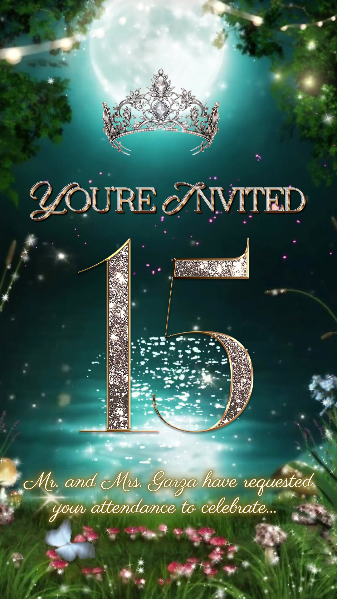 Quinceañera invitation video template designed for mobile phones. Includes animated text, music, and photo customization. Perfect for Sweet 15 or Sweet 16 birthdays. Share instantly via text, WhatsApp, email, or social media. A beautiful, stunning design ideal for modern celebrations. Delivered as MP4 download—no physical item.

