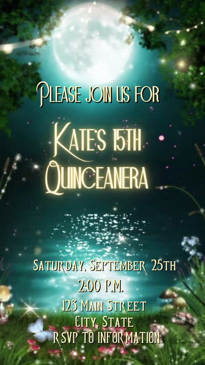 Enchanted Garden Forest Birthday Video Invitation Canva Template Animated Fairy Party Digital Evite Download Magical Woodland evite for her