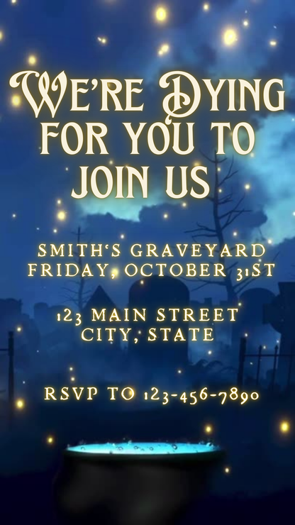 Halloween Video Invitation, Magical Spells Animated Invite, Editable Halloween Party Mobile Evite