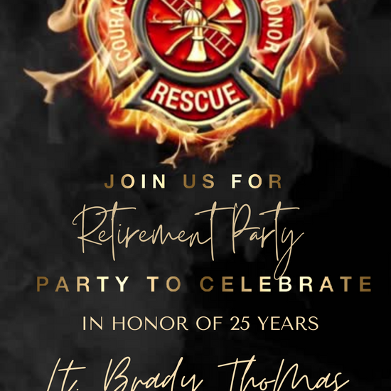 Fireman retirement party video invitation template