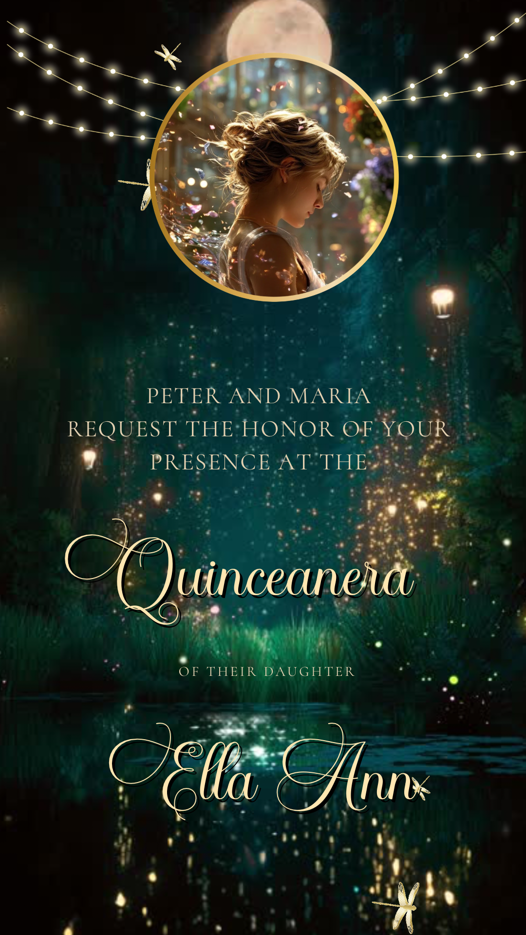 Enchanted Forest Video Invite | Quinceanera Sweet 15 16 Save the Date Evite | Editable Canva Evite Template