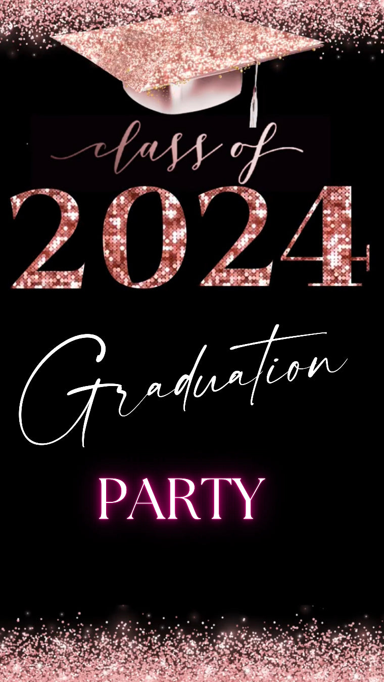 2024 Graduation Video Invitation, Rose Gold Graduation Invitation