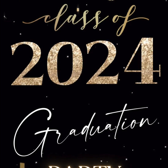 2024 Graduation Video Invitation, Black and Gold Graduation Invitation