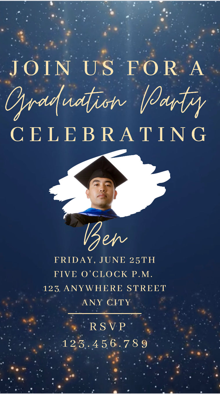 2024 Graduation Video Invitation, Blue Graduation Invitation