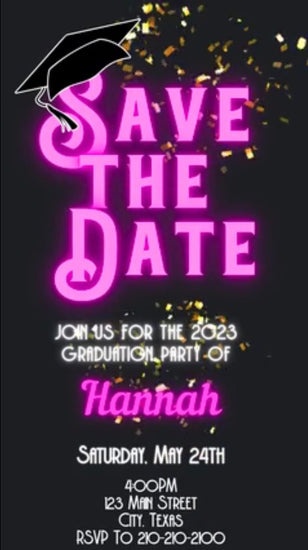 Graduation Video Invitation, 2024 Pink Save The Date Invite