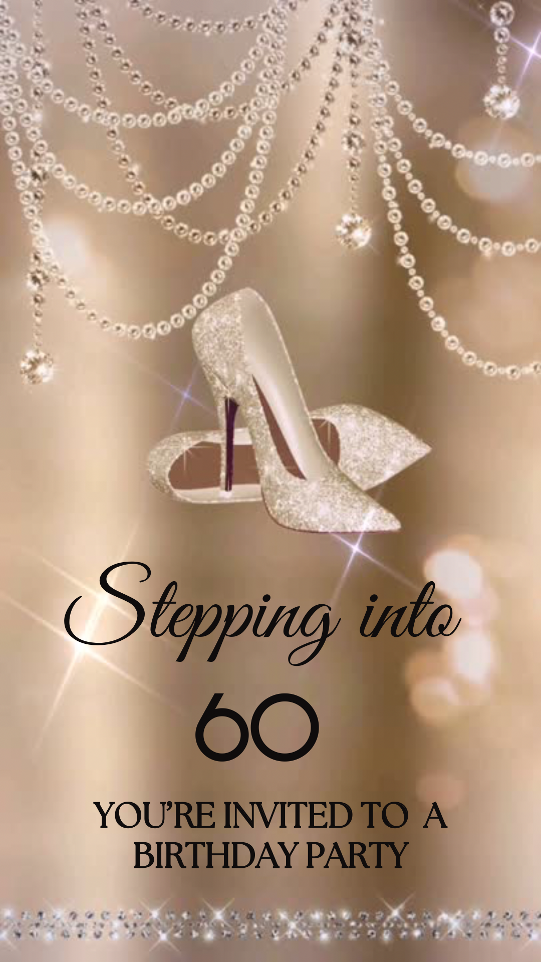 high heel birthday video invitation for 40th, 50th, or 60th birthday – glamorous animated Canva template for mobile