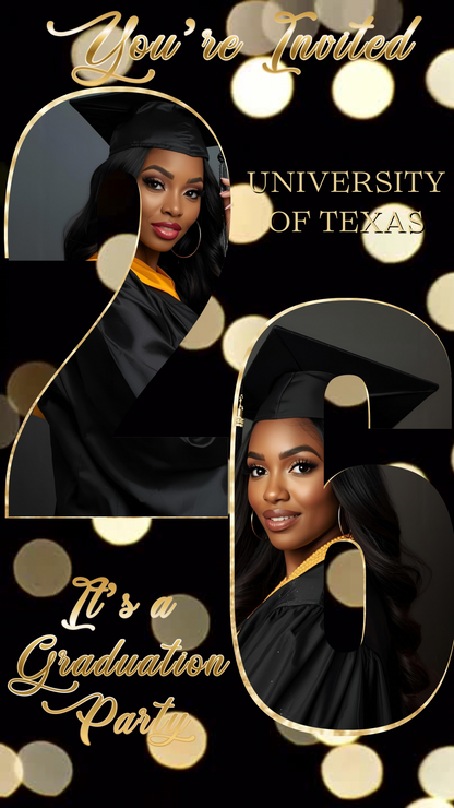 Graduation Party Video Invitation | Class of 2026 Photo Invite | Editable Online RSVP Evite Canva Template