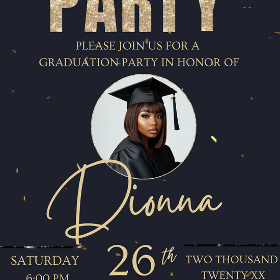 Graduation Celebration Announcement video invitation with cap and tassel design