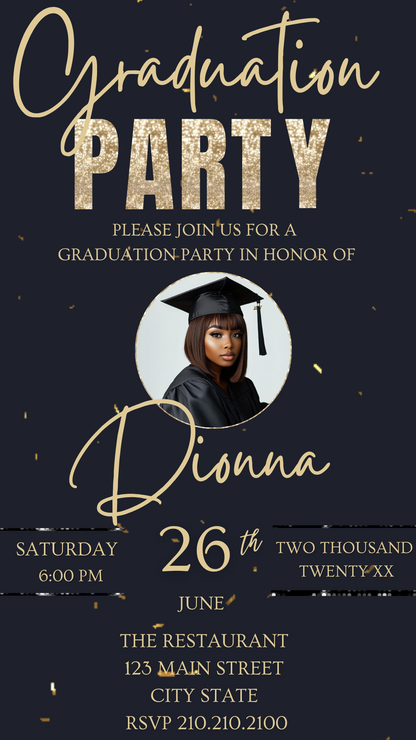 2026 Graduation Party Video Invite - Animated Graduation Photo Announcement - Grad Mobile Phone Evite