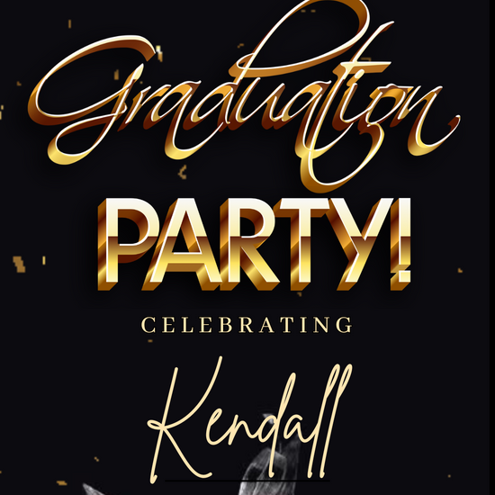 Graduation Party video invitation with cap and tassel design