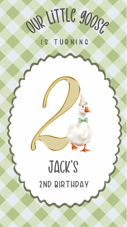 Silly Goose Video Invitation | 1st Birthday Boy Digital Invite | Editable Canva Template