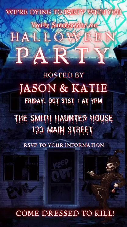 Halloween Video Invitation, Halloween March Animated Invite, Editable Halloween Party Mobile Evite