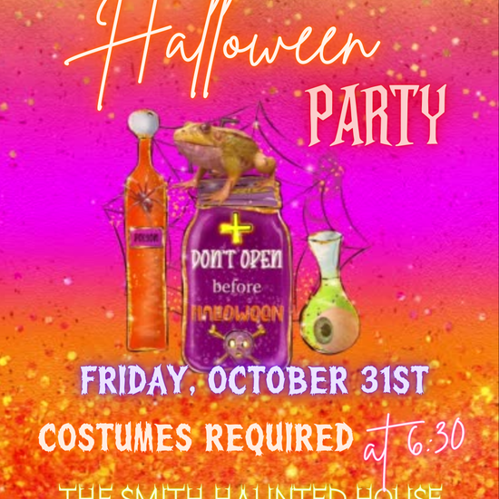 Editable Halloween Party video invitation featuring bright gradient colors, spooky potion bottles, and haunted house vibes. Perfect for costume parties and October 31st celebrations. Mobile-friendly 1080x1920 Canva template with music, customizable text, and vibrant animation. Instant download, easy to share via text, email, WhatsApp, or social media.