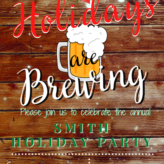 Holidays Are Brewing Christmas beer party video invitation with beer mugs