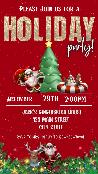 Bad Santa Christmas Party Video Invitation – Editable Bad Santa Evite