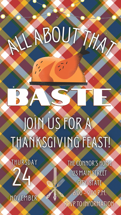 Editable Thanksgiving Video Invitation – Friendsgiving Digital Evite - All about the Baste
