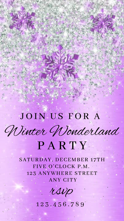 Christmas Party Video Invitation – Editable Snowflake Holiday Evite with Music