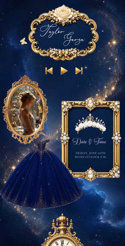 Navy and Gold Website Invitation with RSVP tracking