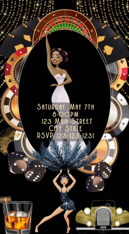 Harlem Nights for Her Video Invitation Template | Editable Canva Video Invite