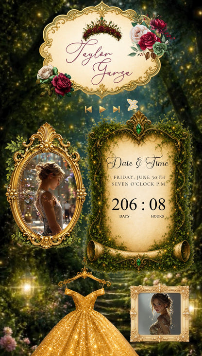 Enchanted Forest Quinceañera / Sweet 16 website invitation