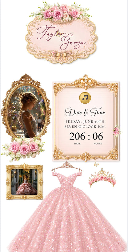 Pink Quinceañera Interactive Website Invitation