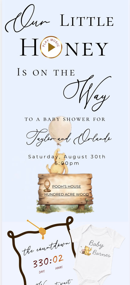 Winnie the Pooh Baby Shower Invite Website with RSVP