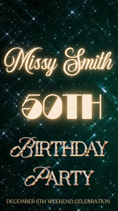 Custom Birthday Dinner Video Invitation Glamorous Birthday Invite Digital Personalized Elegant Birthday Dinner Evite Animated Glitter evite