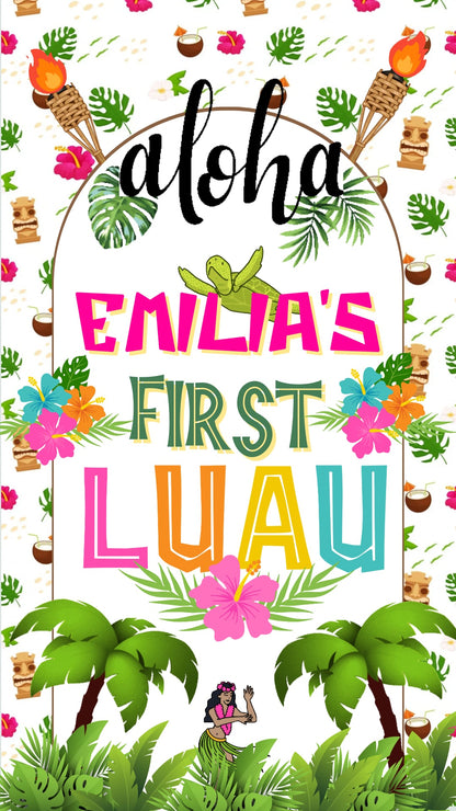 Hawaiian Luau Video Imvite - Animated First Luau birthday invite