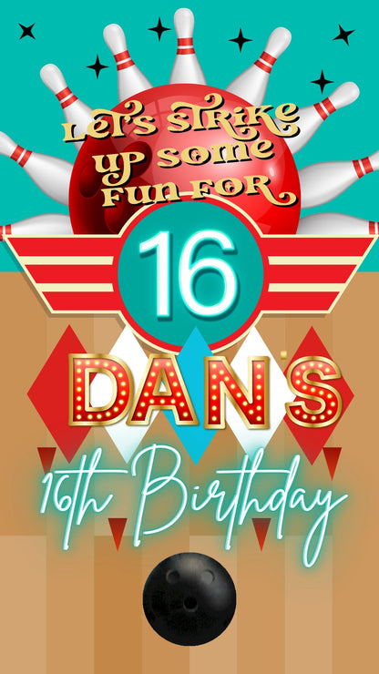 Bowling Video Invitation - Bowling Tournament Invite - Animated Bowling Birthday Party Evite