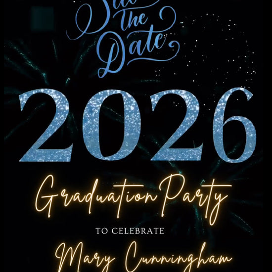 Blue Graduation Party Video Invitation | Class of 2026 Photo Invite | Editable Online RSVP Evite Canva Template