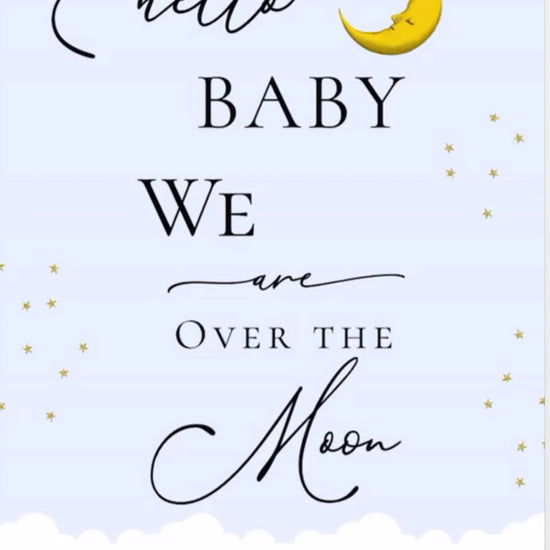 Over the Moon Baby Shower Invitation and Guest Website – Editable Canva Template with RSVP, Music, Registry, Maps – 1080x1920 Vertical Digital Evite
