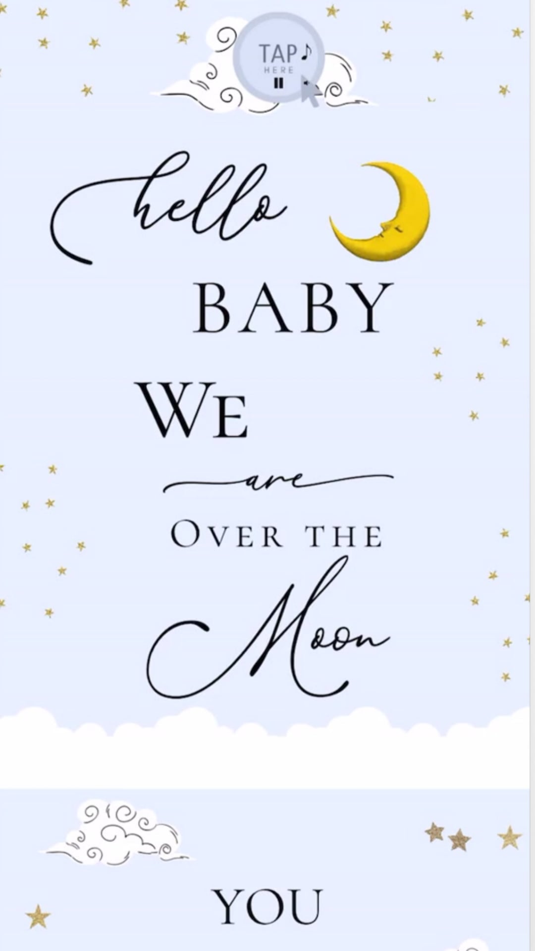 Over the Moon Baby Shower Invitation and Guest Website – Editable Canva Template with RSVP, Music, Registry, Maps – 1080x1920 Vertical Digital Evite