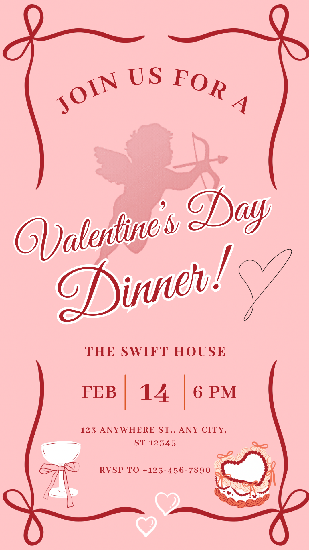 Celebrate love in style with this Valentine’s Day Video Invitation, designed to impress from the moment your guests open it. Featuring a rich red background, romantic Cupid accents, and elegant glowing script, this animated invite sets the perfect tone for Valentine’s parties, Galentine’s nights, or couples celebrations.
