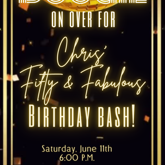 Gold Disco Party Video Invitation | Sparkle Theme Digital Evite | Editable Online Template