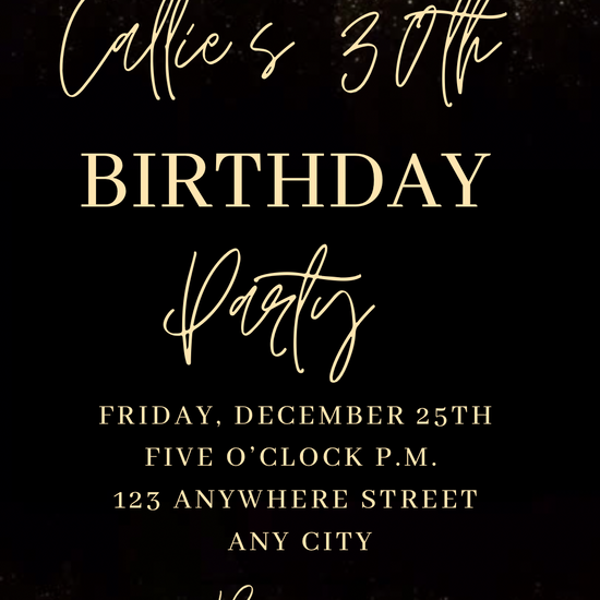 Gold glitter invite
