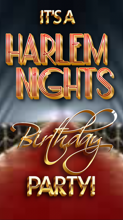Harlem Nights Video-Einladung | Digitale Great Gatsby-Einladung | Bearbeitbare Canva-Partyvorlage