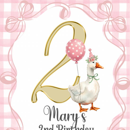 Pink Silly Goose Party Video Invitation | 1st Birthday Girl Digital Evite | Editable Canva Template