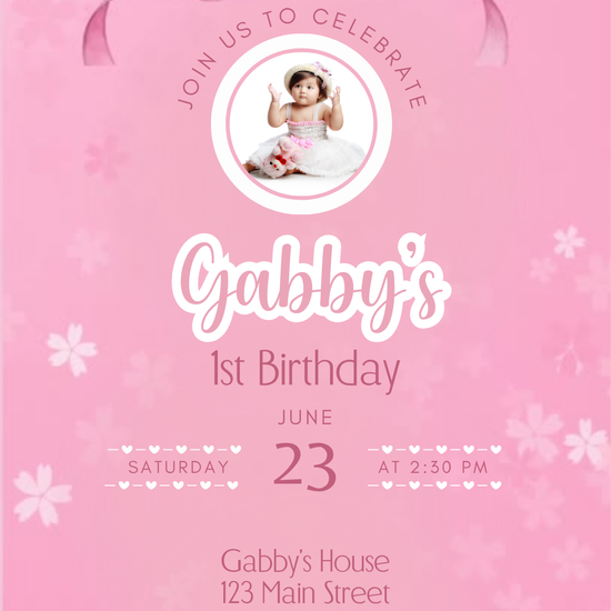 Pink Bow Party Video Invitation | Digital Coquette Ribbon Invite | Editable Online Template