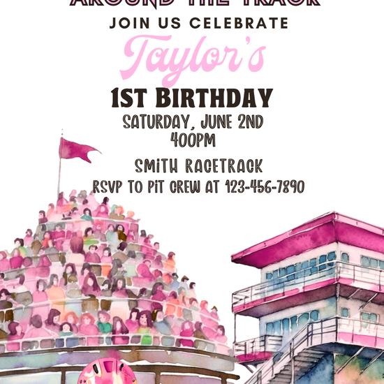 Race Track Video Invitation | Digital Racing Party Invite | Editable Online Template