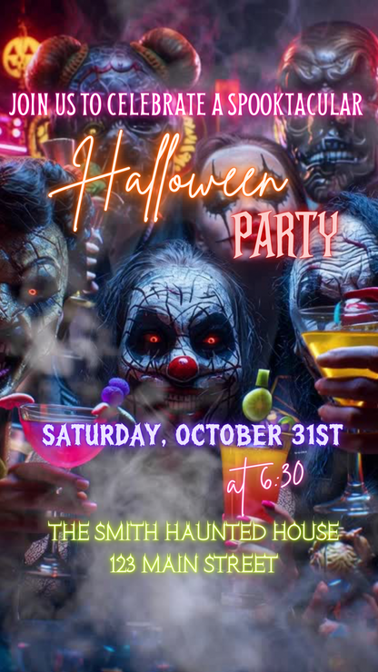 Halloween Video Invitation | Monster Animated Invite | Editable Halloween Bad and boozy Mobile Evite