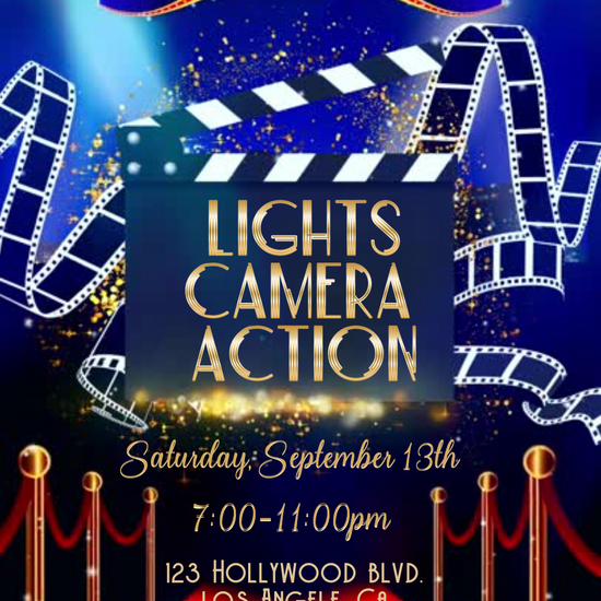 Hollywood Dinner Party Video Invitation | Movie Night Invite | Editable Online Party Invitation